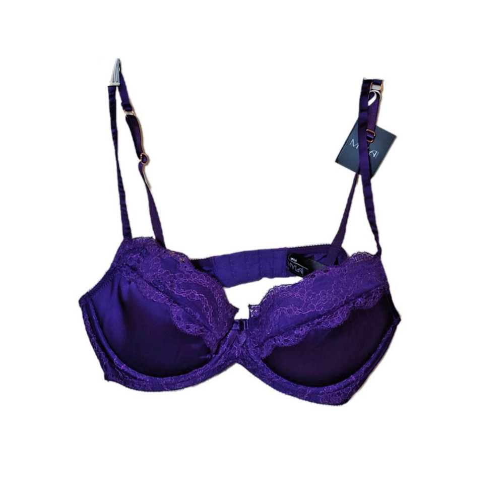 Myla Purple Silk Women's Padded Underwire Bra Size‎ 34C